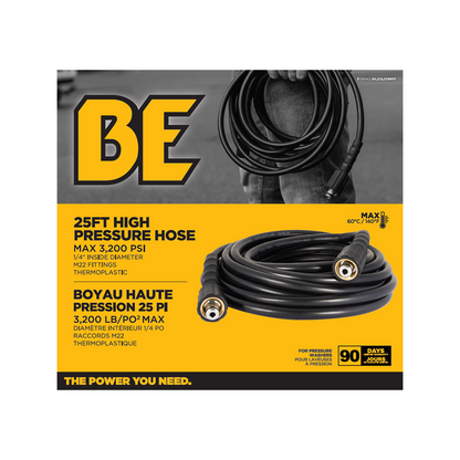 25' 1/4" Pressure Washer Hose for M22 Fitting
