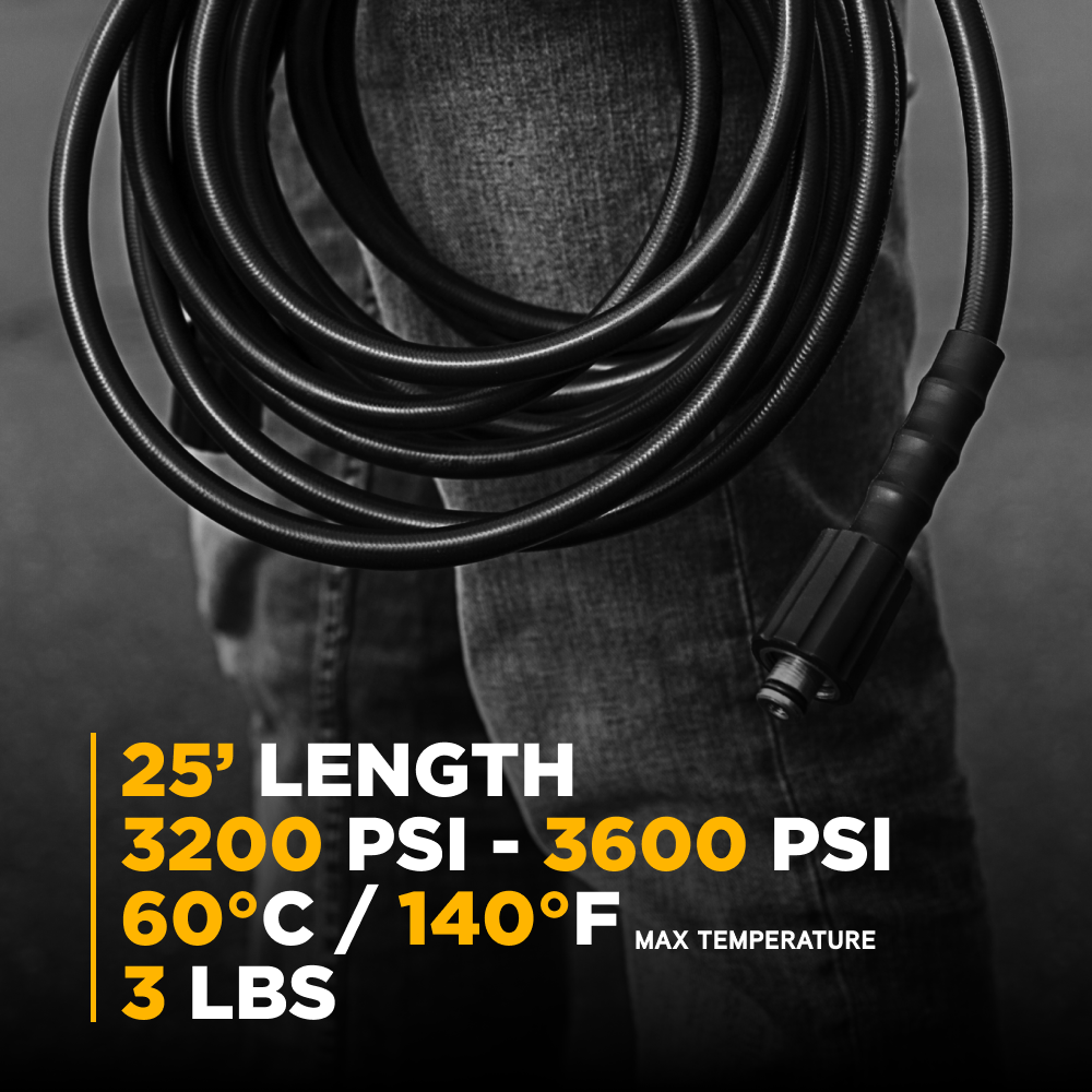25' 1/4" Pressure Washer Hose for M22 Fitting
