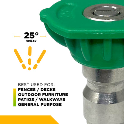 25° Quick Connect Spray Pressure Washer Green Nozzle - 4.5 Orifice