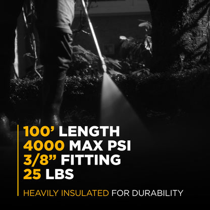 Tuyau en caoutchouc de 100 pieds, 4 000 PSI, 3/8 po