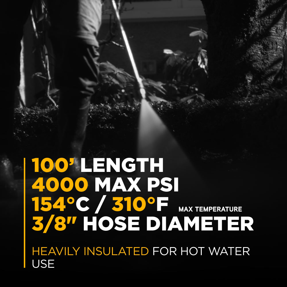 Tuyau en caoutchouc non marquant de 100 pieds, 4 000 PSI, 3/8 po