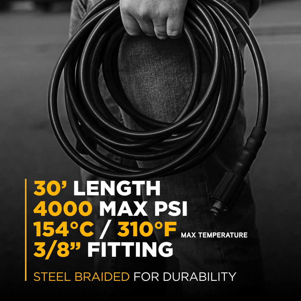 30ft 4000 PSI 3/8" Rubber Hose