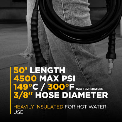 50' x 3/8", 4,500 PSI Grey Pressure Washer Hose