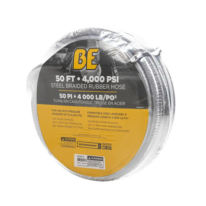50’ 4000PSI 3/8" Non-Marking Rubber Pressure Washer Hose