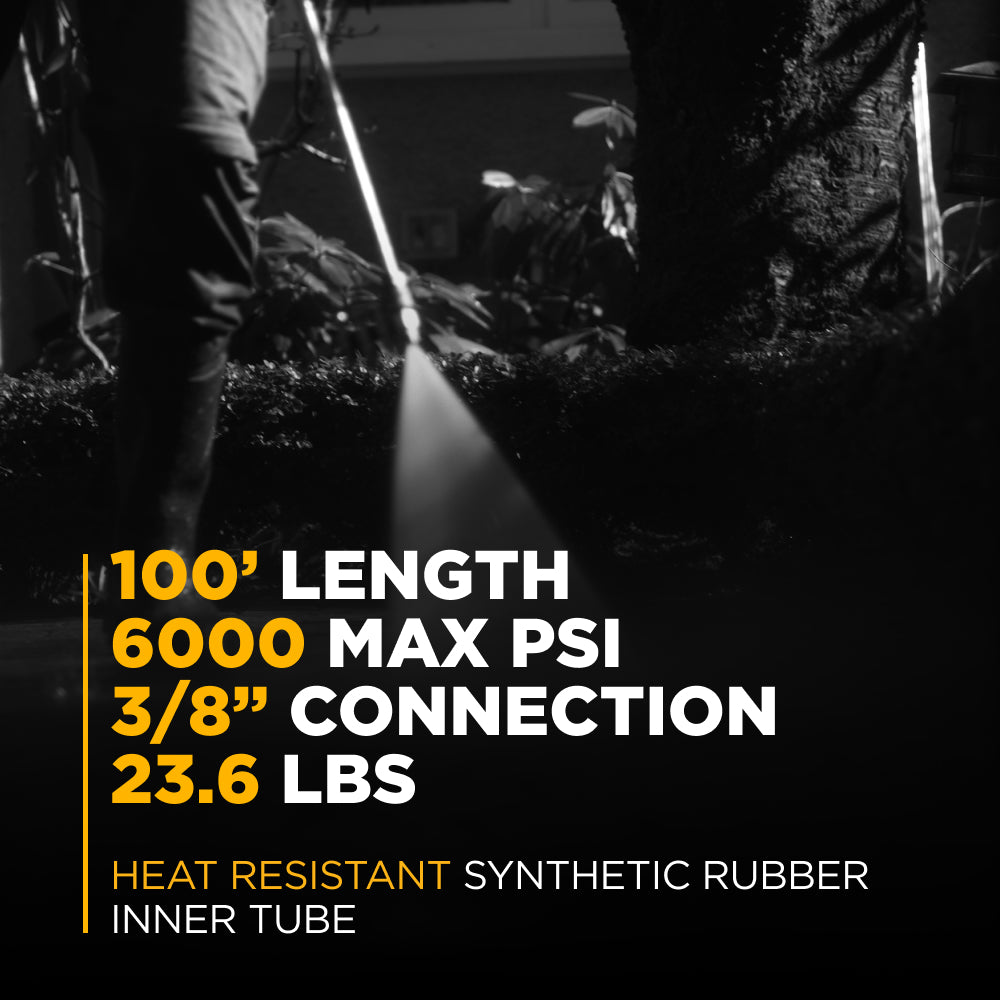 Tuyau en caoutchouc non marquant de 100 pieds, 6 000 PSI, 3/8 po