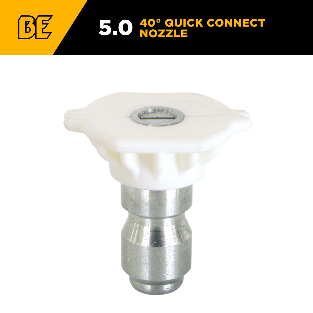 40° Quick Connect Spray Pressure Washer White Nozzle - 5.0 Orifice