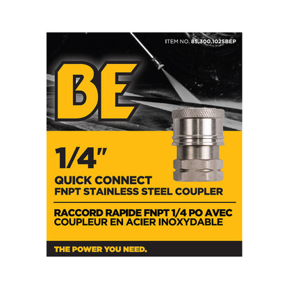 1/4" Quick Connect FNPT Stainless Steel Coupler