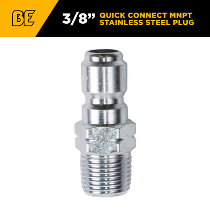 Bouchon en acier inoxydable MNPT à connexion rapide de 3/8 po
