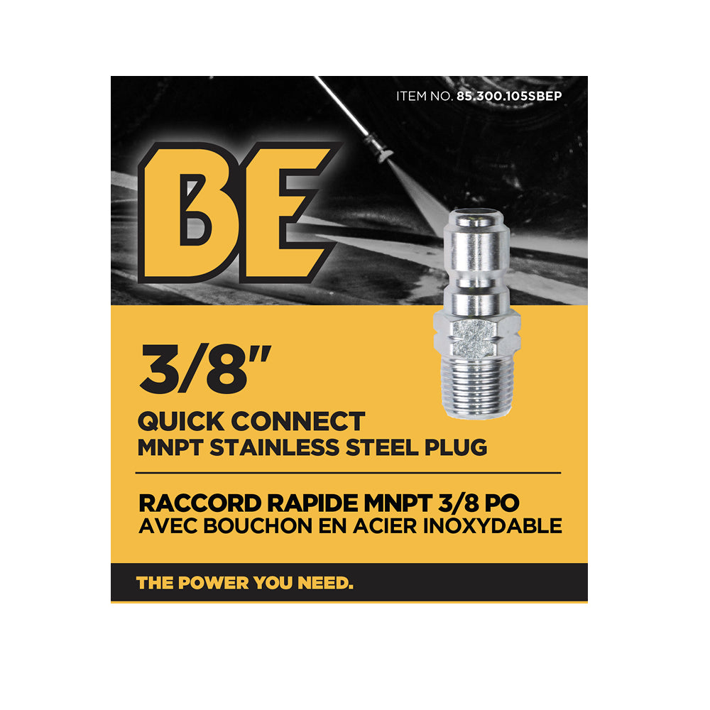 Bouchon en acier inoxydable MNPT à connexion rapide de 3/8 po