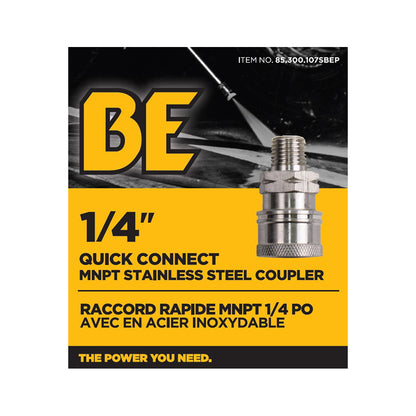 Coupleur MNPT en acier inoxydable à connexion rapide 1/4"