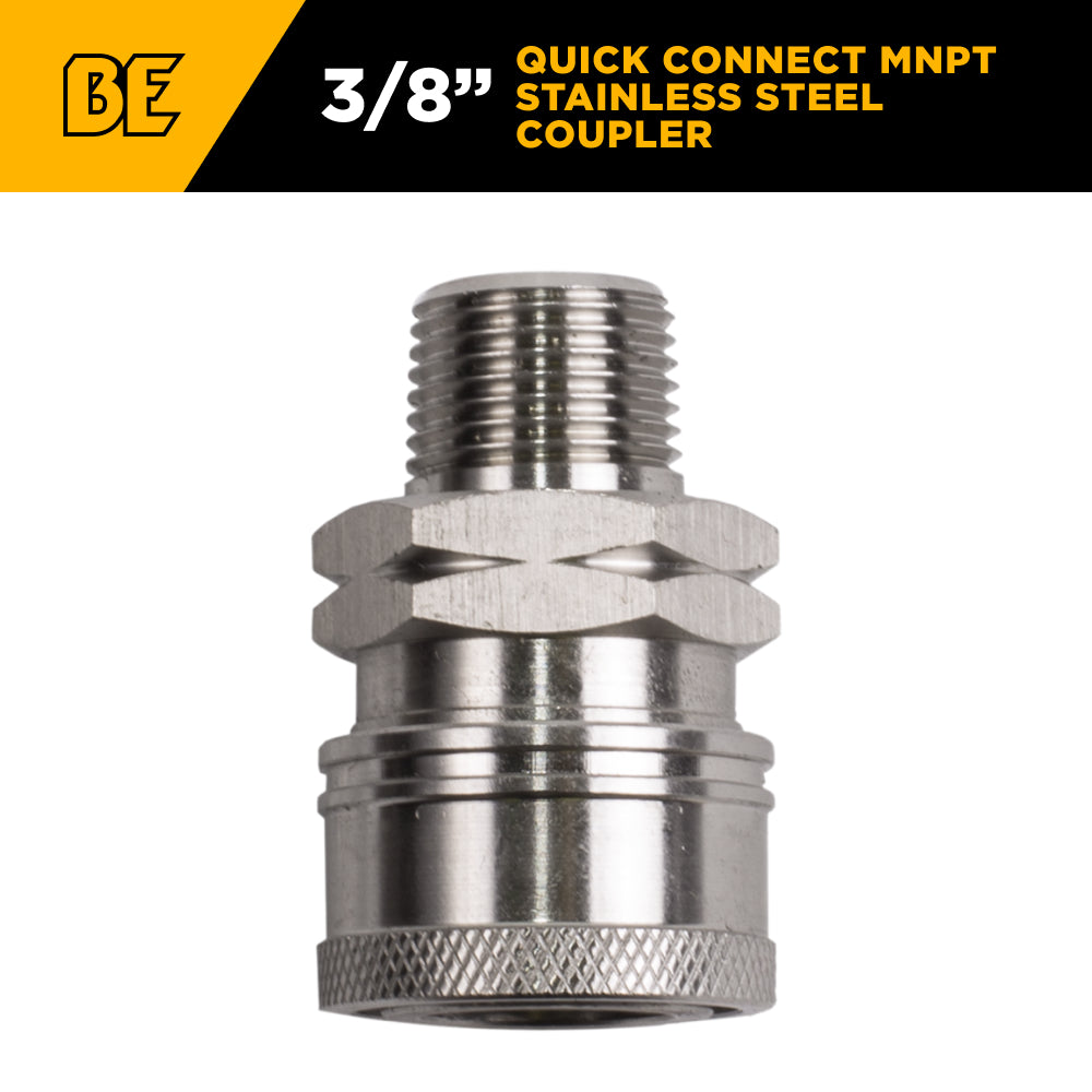 COUPLEUR; 3/8"QCx3/8"MNPT, SS, EN BOÎTE