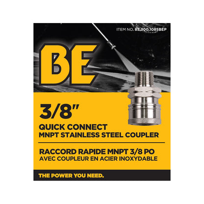 COUPLEUR; 3/8"QCx3/8"MNPT, SS, EN BOÎTE