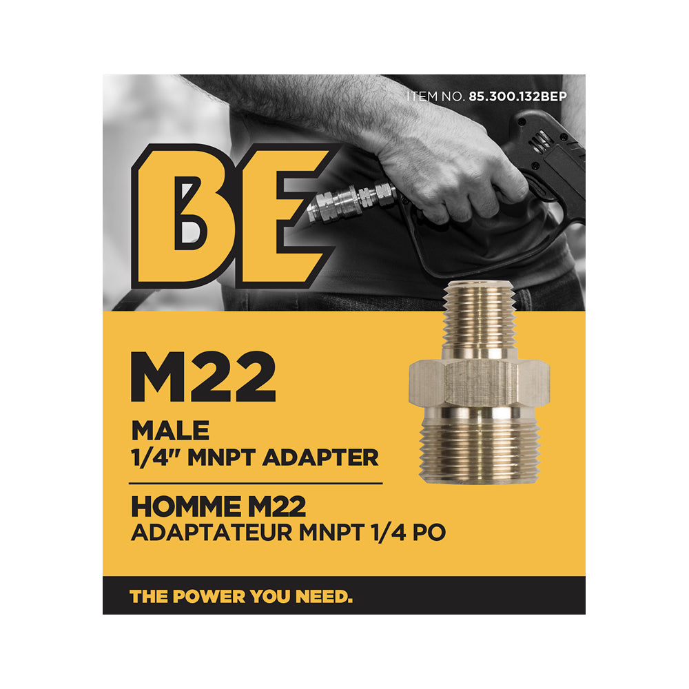 1/4" Male M22 MNPT Adapter Fitting