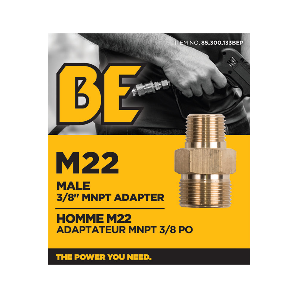 3/8" Male M22 MNPT Adapter Fitting