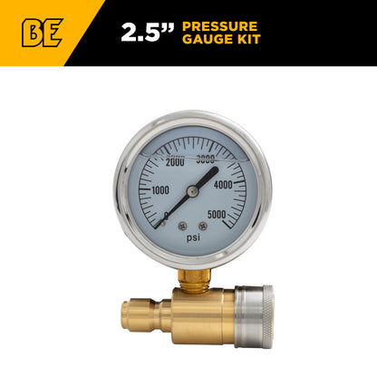 5000PSI 2.5" Pressure Gauge Kit with 3/8" Quick Connect