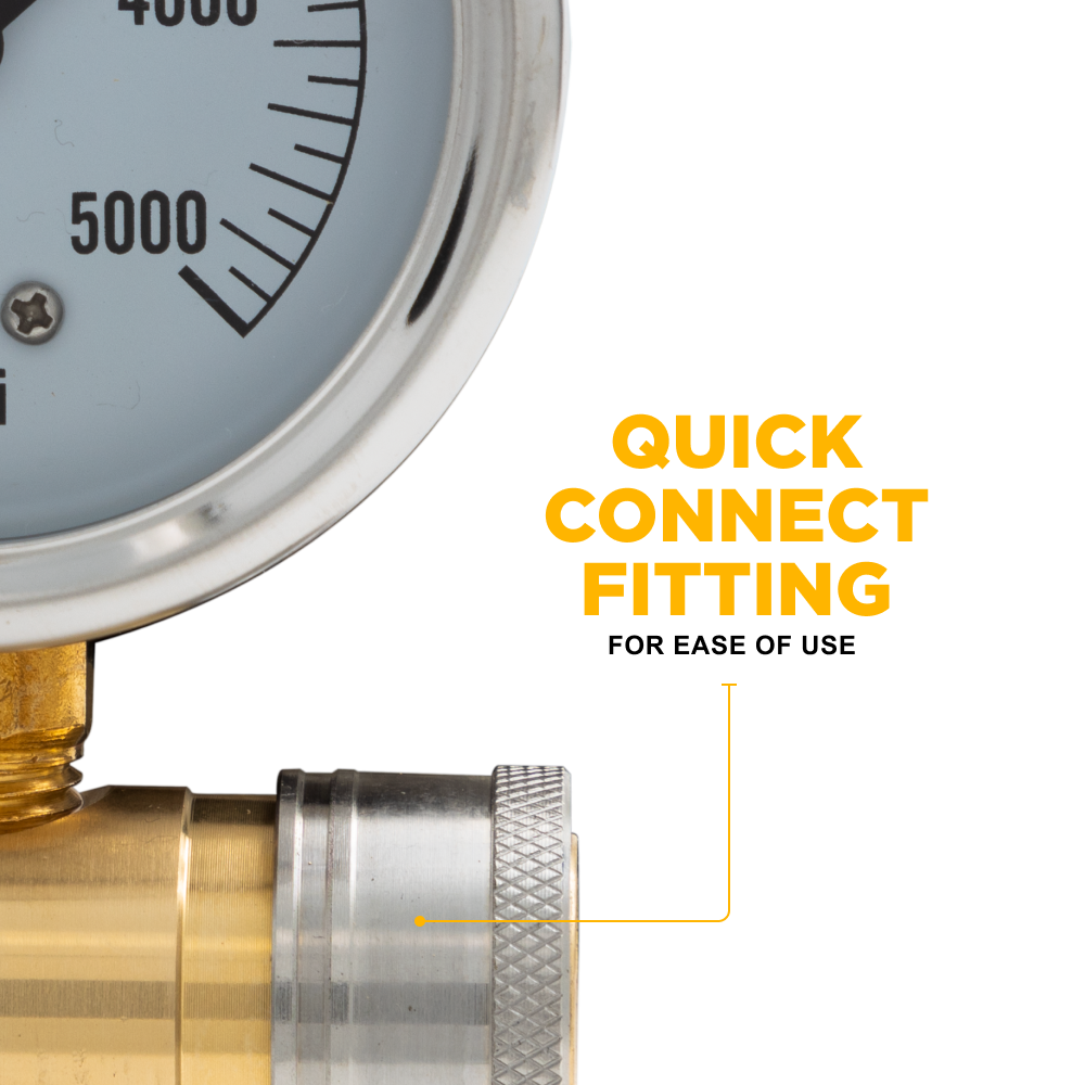 5000PSI 2.5" Pressure Gauge Kit with 3/8" Quick Connect