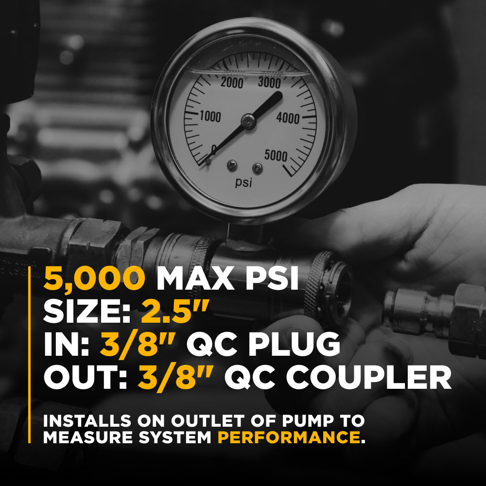 5000PSI 2.5" Pressure Gauge Kit with 3/8" Quick Connect