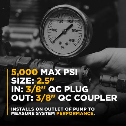 5000PSI 2.5" Pressure Gauge Kit with 3/8" Quick Connect