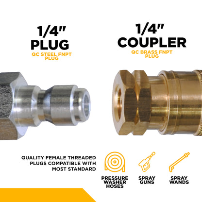 1/4" & 3/8" Female Quick Connect Coupler and Fitting Kit