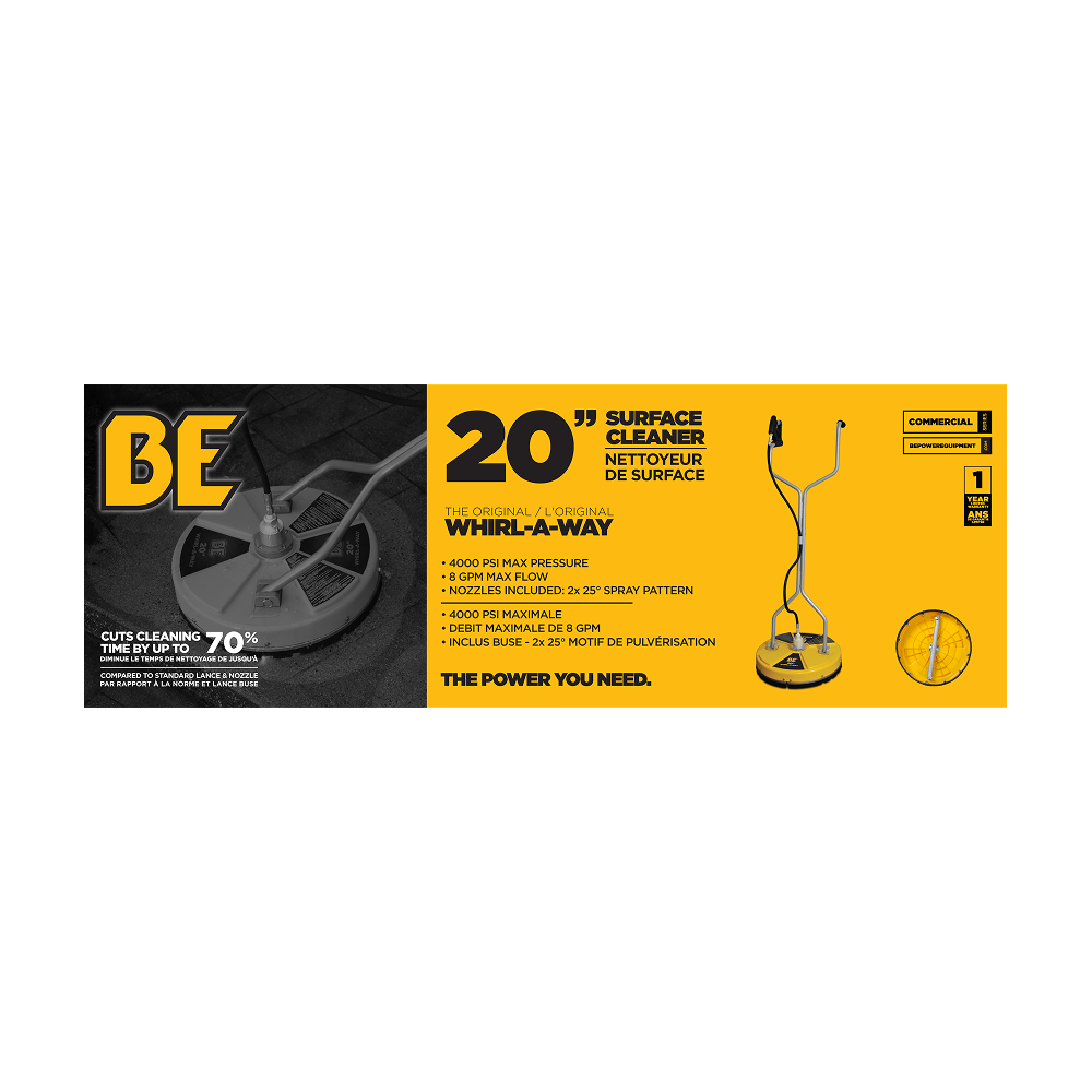 20" Whirl-A-Way Pressure Washer Surface Cleaner