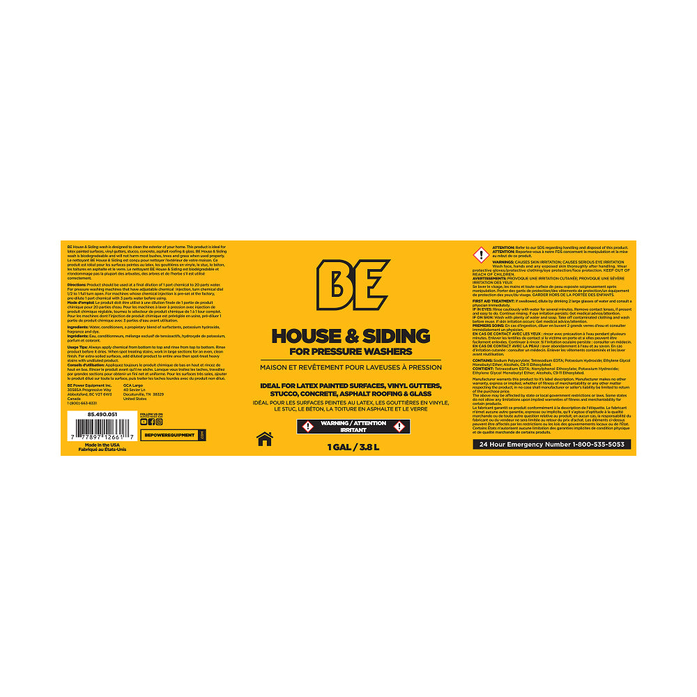 Pressure Washer House and Siding Detergent – 1 Gallon (4 Pack)