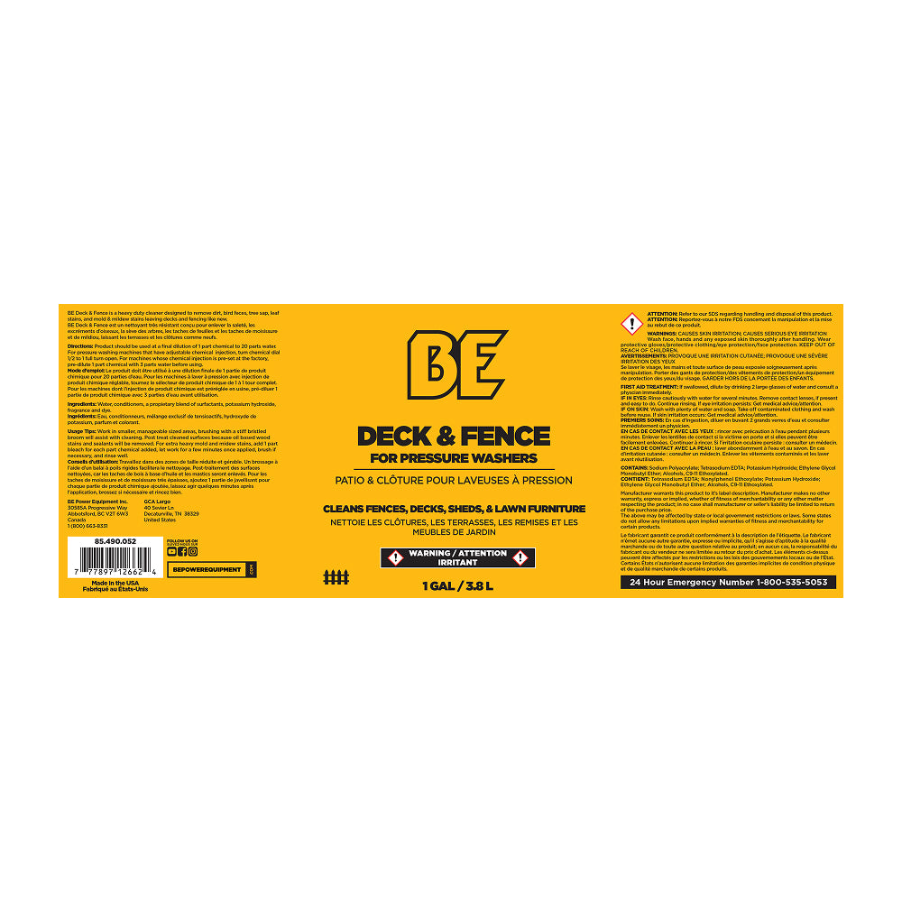 Pressure Washer Deck and Fence Detergent – 1 Gallon (4 Pack)