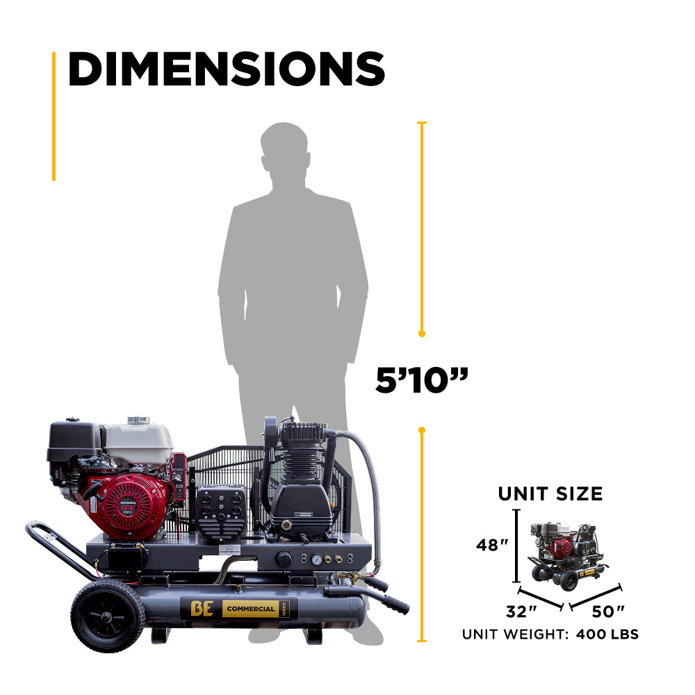 Compresseur/générateur d'air à gaz de 16 pi3/min à 175 psi avec moteur Honda GX390