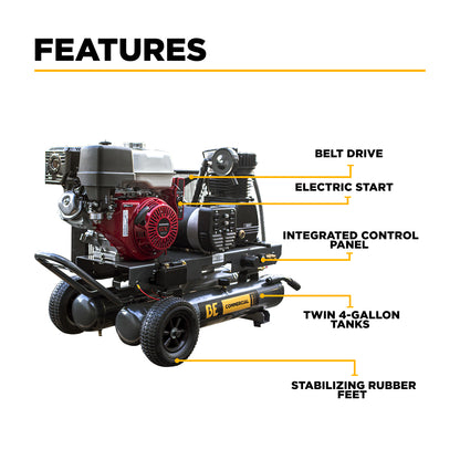 Compresseur/générateur d'air à gaz de 16 pi3/min à 175 psi avec moteur Honda GX390
