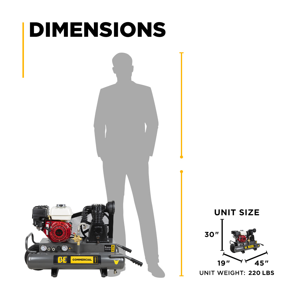 13.8 CFM @ 90 PSI Gas Air Compressor with Honda GX200 Engine - AC658HB
