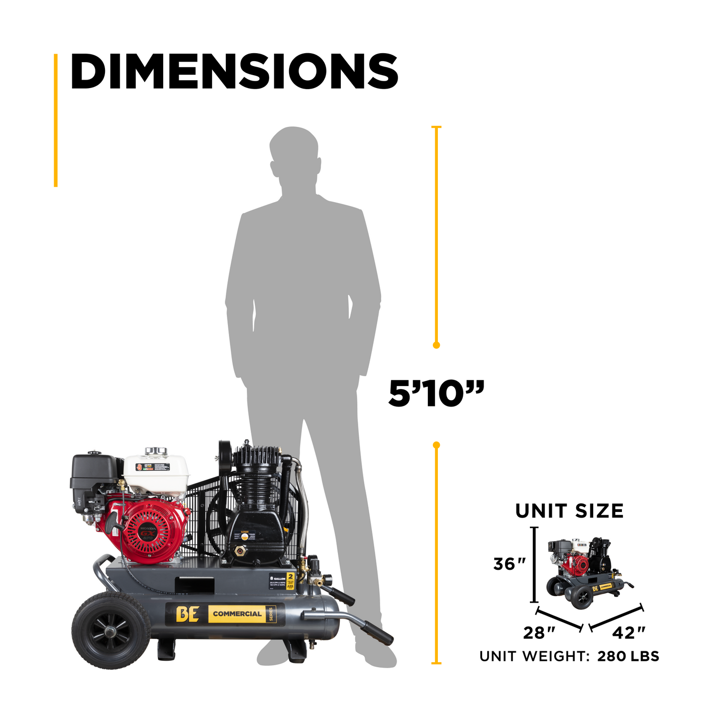 17.7 CFM @ 175 PSI Gas Air Compressor with Honda GX270 Engine - AC908HB2