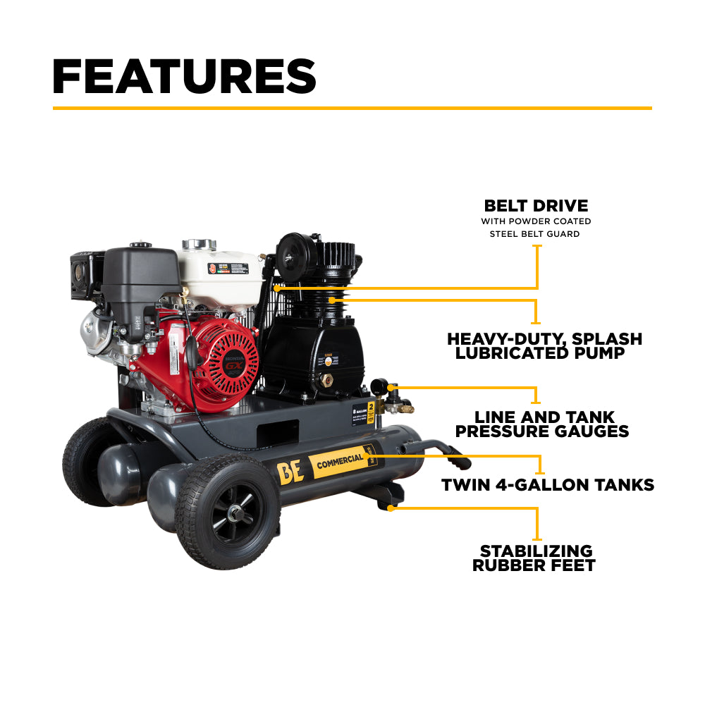 17.7 CFM @ 175 PSI Gas Air Compressor with Honda GX270 Engine - AC908HB2