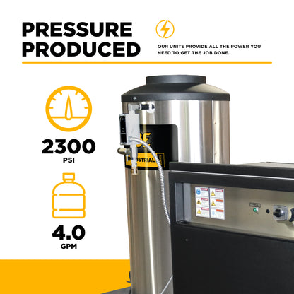 2,300 PSI 4.0 GPM Hot Water Electric Pressure Washer with 6.0 HP Baldor Motor and General Triplex Pump- 64HD