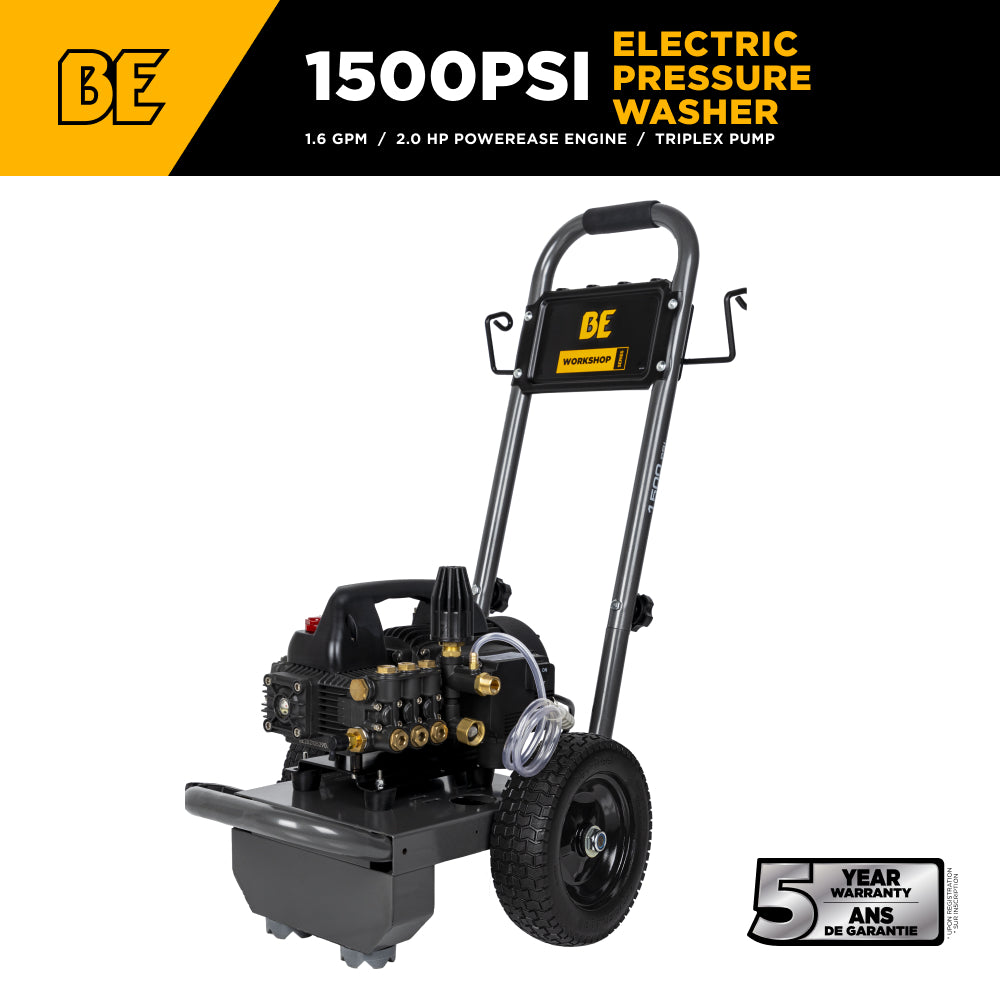 1,500 PSI 1.6 GPM 1.5 HP Electric Pressure Washer with Powerease Motor and Triplex Pump - B1515EN