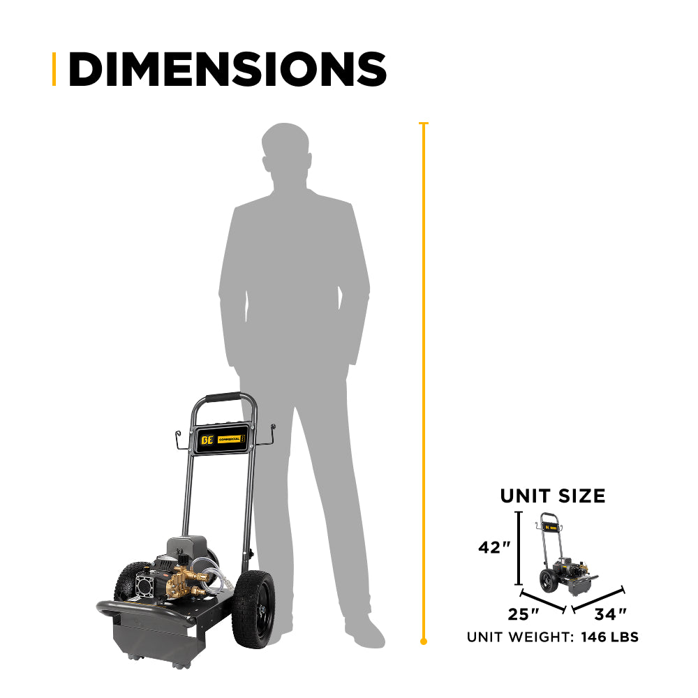 1,500 PSI 3.0 GPM 3.0 HP Electric Pressure Washer with Baldor Electric Motor and AR Triplex Pump - B153EA