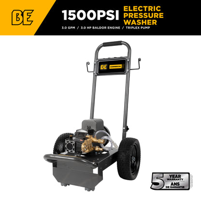 1,500 PSI 3.0 GPM 3.0 HP Electric Pressure Washer with Baldor Electric Motor and AR Triplex Pump - B153EA