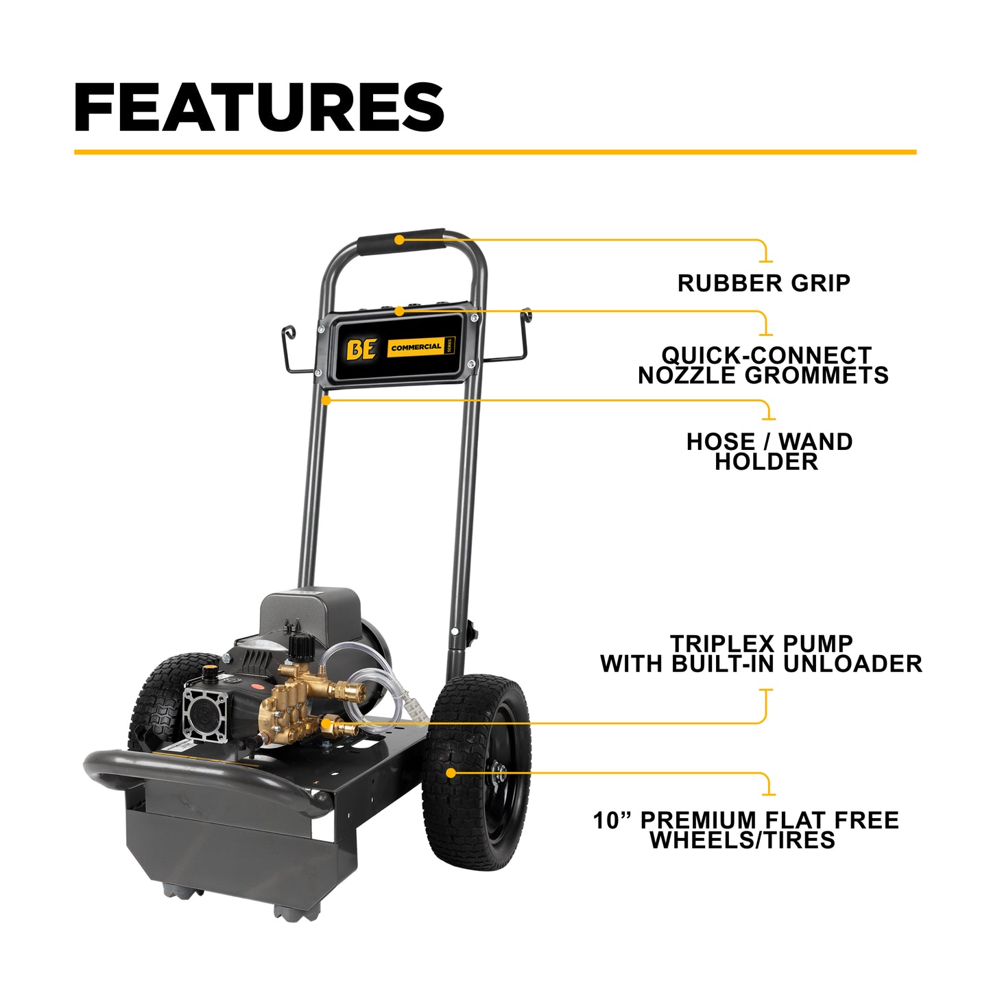 1,500 PSI - 3.0 GPM Electric Pressure Washer with Baldor Electric Motor and AR Triplex Pump