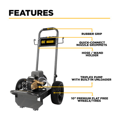 1,500 PSI 3.0 GPM 3.0 HP Electric Pressure Washer with Baldor Electric Motor and AR Triplex Pump - B153EA