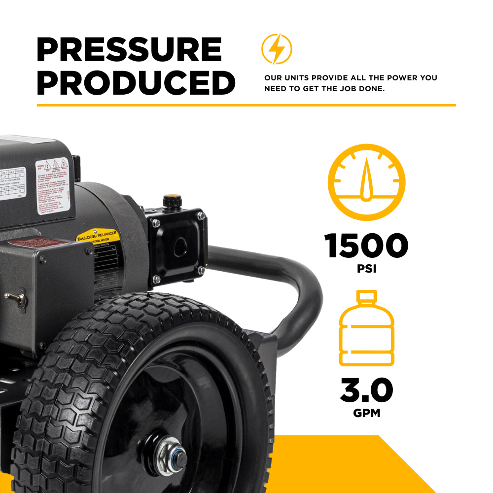 1,500 PSI 3.0 GPM 3.0 HP Electric Pressure Washer with Baldor Electric Motor and AR Triplex Pump - B153EA