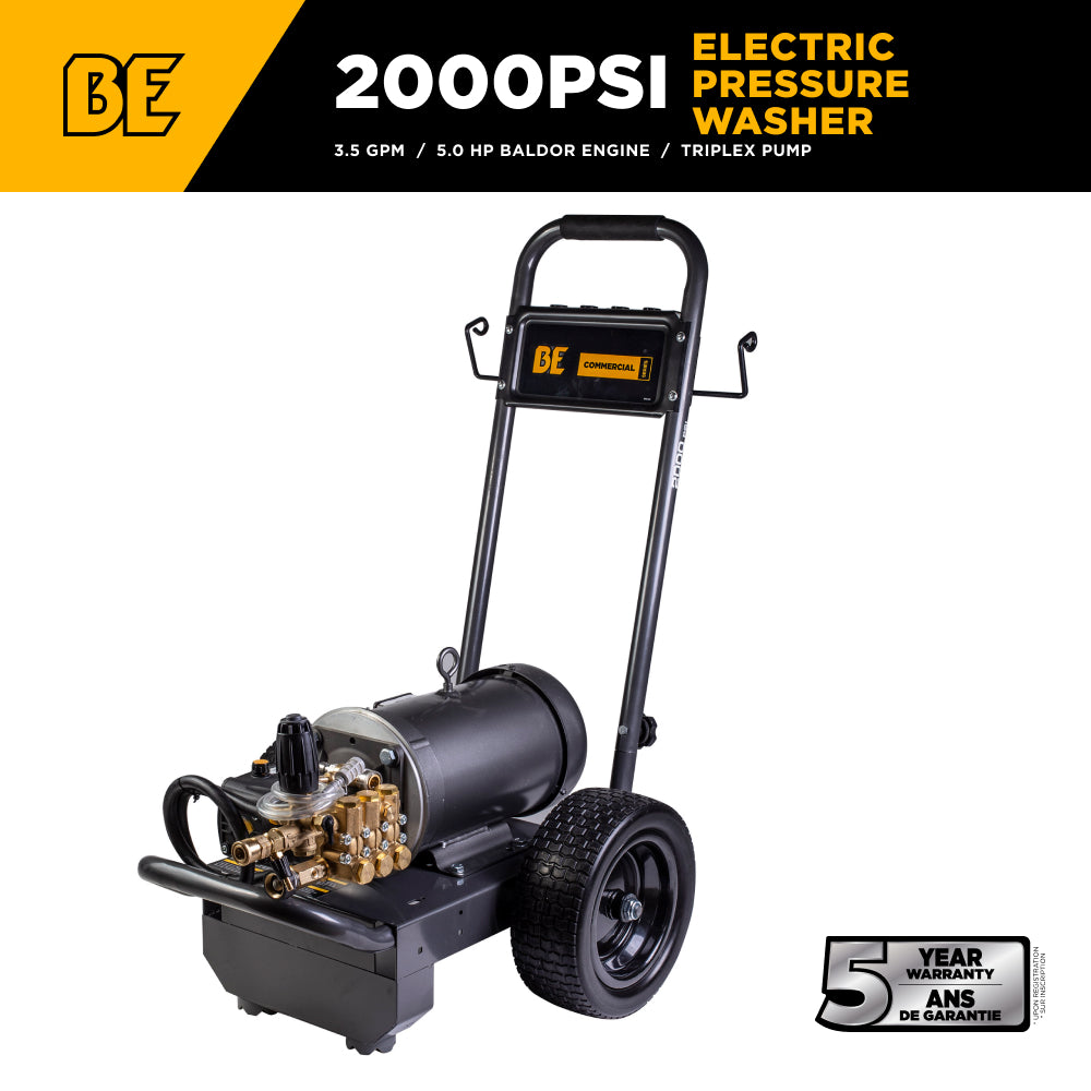 2,000 PSI 3.5 GPM 5.0 HP Electric Pressure Washer with Baldor Motor and AR Triplex Pump - B205E34A