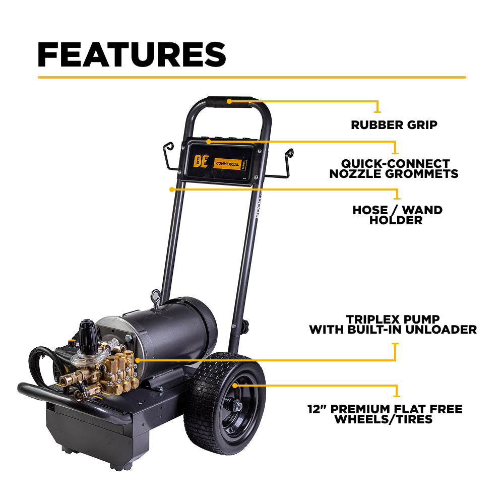 2,000 PSI 3.5 GPM 5.0 HP Electric Pressure Washer with Baldor Motor and AR Triplex Pump - B205E34A