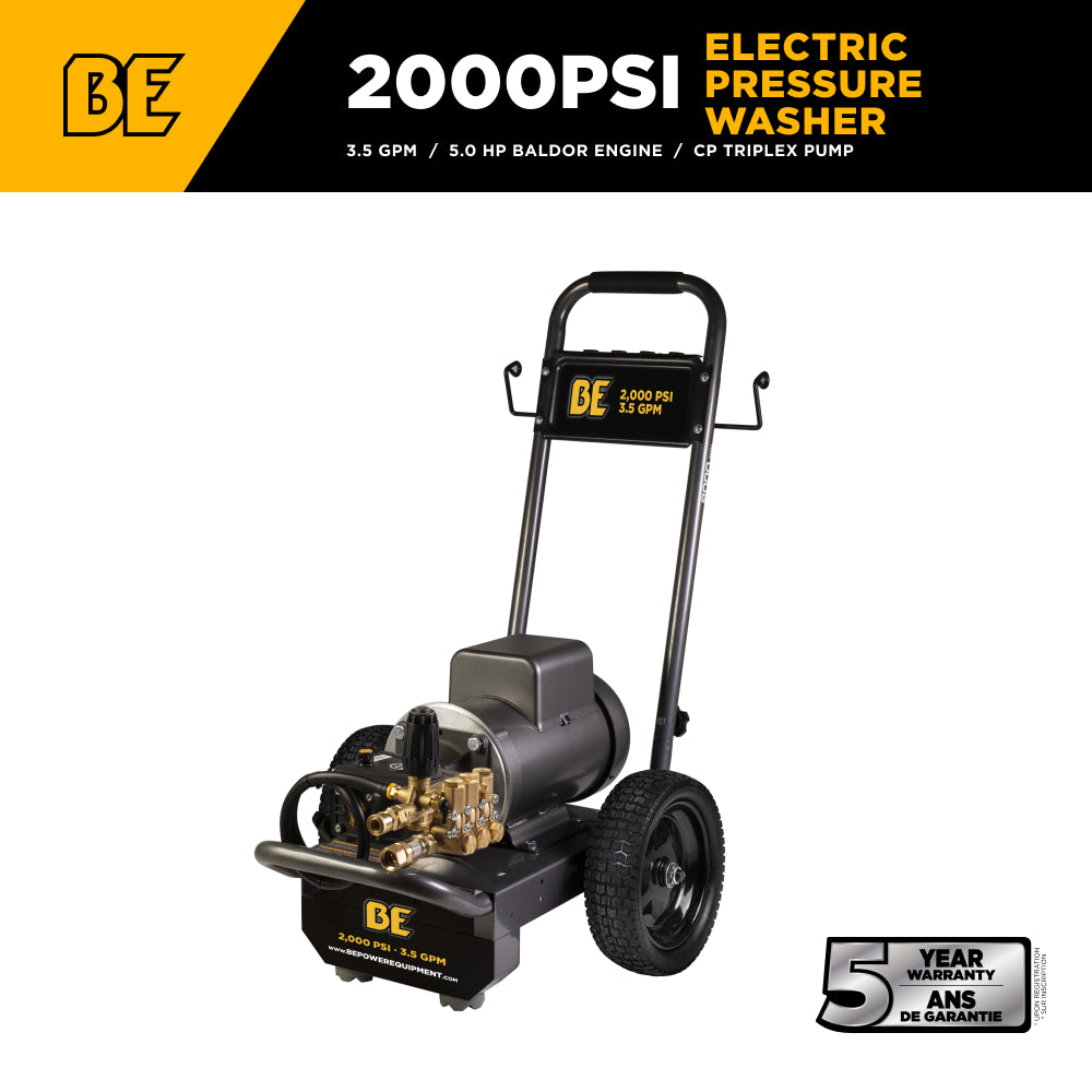 2,000 PSI 3.5 GPM 5.0 HP Electric Pressure Washer with Baldor Motor and AR Triplex Pump - B205EA