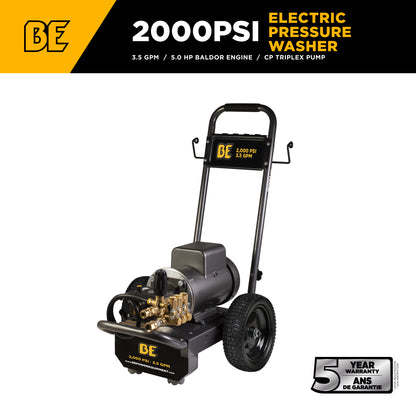 2,000 PSI 3.5 GPM 5.0 HP Electric Pressure Washer with Baldor Motor and AR Triplex Pump - B205EA