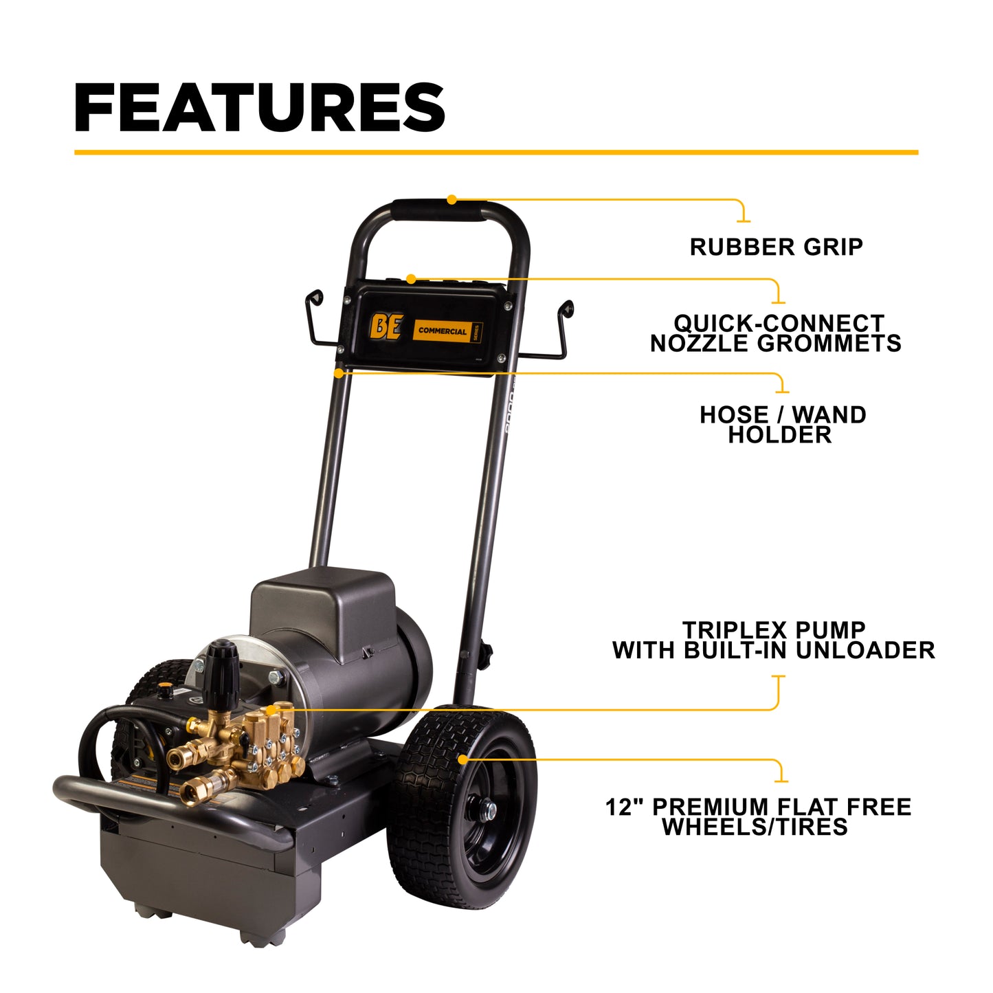 2,000 PSI - 3.5 GPM Electric Pressure Washer with Baldor Motor and AR Triplex Pump