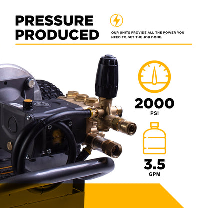 2,000 PSI - 3.5 GPM Electric Pressure Washer with Baldor Motor and AR Triplex Pump