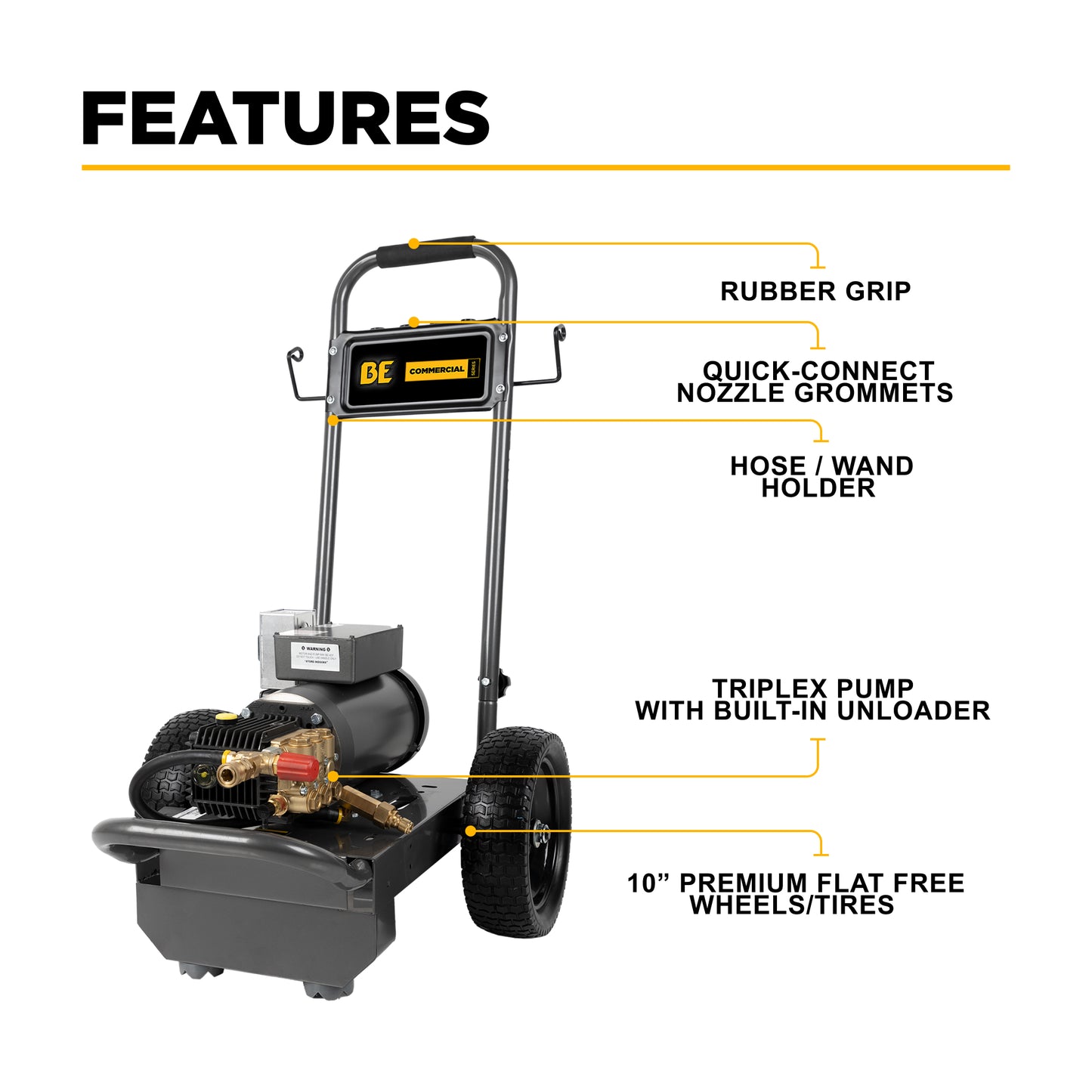 Nettoyeur haute pression électrique de 2 000 PSI - 3,5 GPM avec moteur Baldor et pompe Triplex General