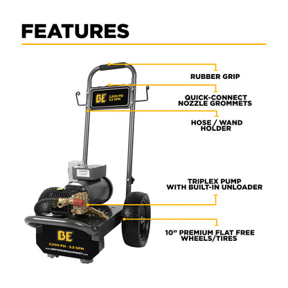 2,000 PSI 3.5 GPM 5.0 HP Electric Pressure Washer with Baldor Motor and General Triplex Pump - B205EG
