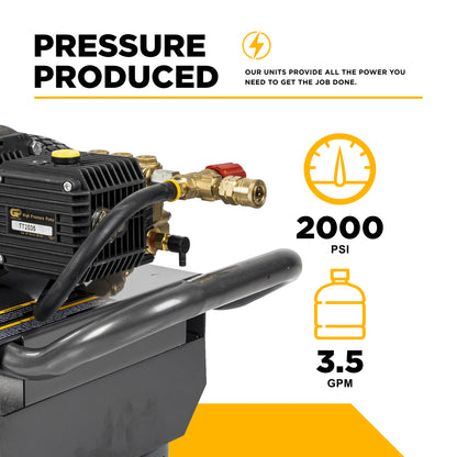 Nettoyeur haute pression électrique de 2 000 PSI - 3,5 GPM avec moteur Baldor et pompe Triplex General