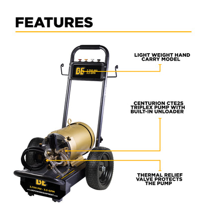 2,700 PSI 3.5 GPM 7.5 HP Electric Pressure Washer with Baldor Motor and AR Triplex Pump - B2775E3AHE