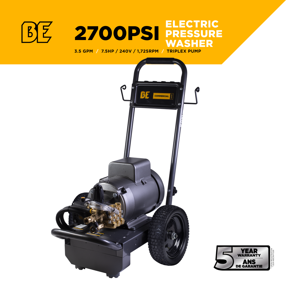 2,700 PSI - 3.5 GPM Electric Pressure Washer with Baldor Motor and AR Triplex Pump