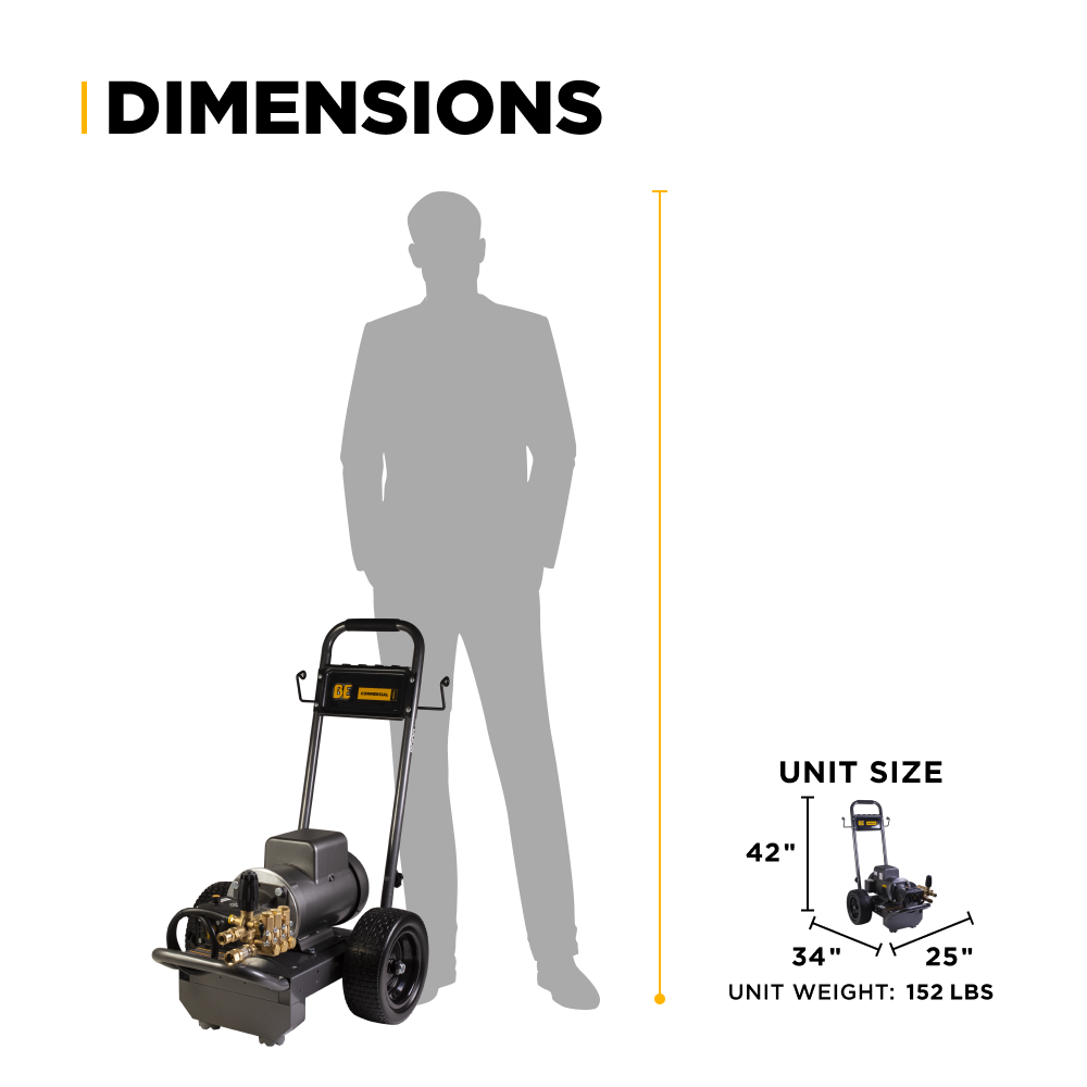 2,700 PSI - 3.5 GPM Electric Pressure Washer with Baldor Motor and AR Triplex Pump